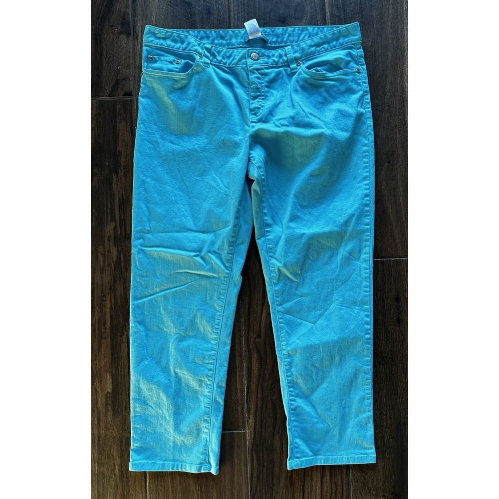 Fresh Produce Turquoise Blue Cropped Pants Stretch Cotton Lyocell Size L